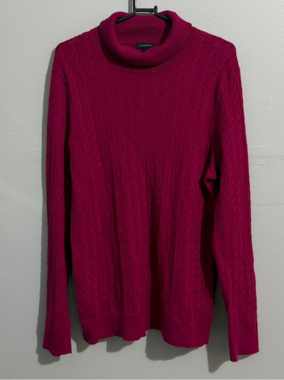 Talbots Sweater Womens Medium Turtleneck Cableknit Cranberry Old Money Clasy